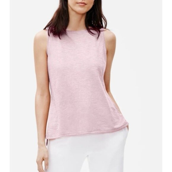 Eileen Fisher Hemp Organic Cotton Twist Scoop Neck Shell Top Pink S/P A001076 - Picture 1 of 9